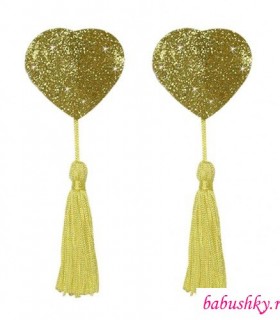 Потрясающие накладки на Соски - Hollywood Tassels, золотистые в форме сердечек